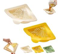 Triangular Drain Basket, Triangular Sink Strainer with Twist-Open Bottom, Corner Sink Organizer for Food Scraps, Vegetable Rinsing & Storage (White+Yellow)