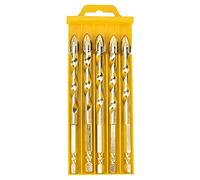 Triangular Drill Bit with Hex A, Cemented Carbide Drill Bit for Ceramic Tile and Wood, Hardness Spiral Drill Bit Set of 4 Sizes for Hand Drill, l (Pack of 5, hexagonal twist cross 12mm)