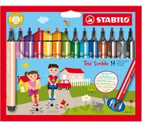 Triangular Fibre-Tip Pen - STABILO Trio Scribbi - Pack of 14 - Assorted Colours