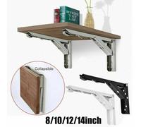 Triangular Folding Angle Bracket for Wall-Mounted Shelves, Heavy-Duty Stainless Steel Support Bracket, 8-14 Inch Adjustable with 60 kg Load Capacity