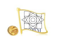 Triangular Geometric Circular Square Golden Metal Flag Lapel Pin Badge
