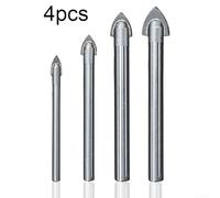 Triangular Head Drill Bit Set 4 Pack For Accurate And Clean Holes In Tile And Glass With Comfortable Grip And Long Lasting Metal Build