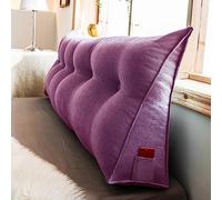 Triangular Headboard Pillow Back Support Wedge Cushion for Daybed & Sofa Bolster Pillow with Washable Cover 120x50x20cm Purple Ideal for Reading & Relaxation