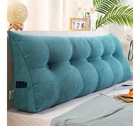 Triangular Headboard Pillow Removable Backrest Cushion for Reading Lumbar rt Soft Bed Bolster with Washable Cover for Bedroom Beige 100x20x50cm (Blue L200×W20×H50cm)