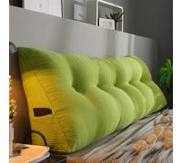 Triangular Headboard Pillows Upholstered Wedge Reading Cushion, Soft Corduroy Large King Size Double Single Bed Back Reading Pillow, Removable Headboard Backrest Support Pillow(60x50x20cm,Green)