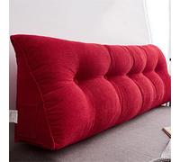 Triangular Headboard Wedge Pillow Rest Reading Pillow Corduroy Large Bolster Headboard Upholstered Positioning Back Support with Removable Cover,Red,80 * 23 * 50cm