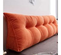 Triangular Headboard Wedge Pillow Rest Reading Pillow Corduroy Large Bolster Headboard Upholstered Positioning Back Support with Removable Cover,Orange,150 * 23 * 50cm