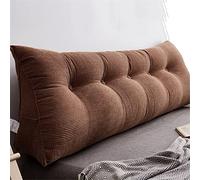 Triangular Headboard Wedge Pillow Rest Reading Pillow Corduroy Large Bolster Headboard Upholstered Positioning Back Support with Removable Cover,Brown,180 * 23 * 50cm