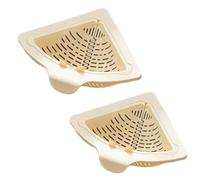 Triangular Kitchen Sink Filter Basket - 2Pcs Magnetic Hanging Sink Filter Screen,Corner ABS Drain Strainer,Anti-Clog Twist-Open Bottom for Food Scraps Catcher Storage,Vegetable Fruit Washing (White)