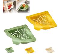 Triangular Magnetic Drain Basket for Kitchen Sink, Twist-Open Food Catcher for Sink, Corner Sink Strainer for Draining, Rinsing & Storage