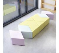 Triangular Modular Cotton Linen Corner Sofa with Wooden Frame - Sectional Bench for Reception Office Hallway Waiting Room and Versatile Spaces.