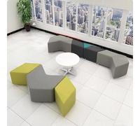 Triangular Modular Cotton-Linen Corner Sofa with Wooden Frame - Sectional Bench for Reception Office Hallway Waiting Room & Contemporary Spaces