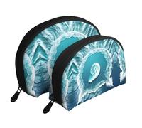 Triangular pattern Moon Cosmetic Bag, Travel Makeup Pouch, Portable Waterproof Cosmetic Pouch for Girls Women., Sea Of Love, One Size