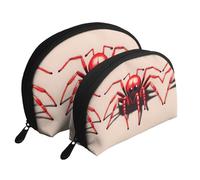 Triangular pattern Moon Cosmetic Bag, Travel Makeup Pouch, Portable Waterproof Cosmetic Pouch for Girls Women., Cute Little Red Spider, One Size