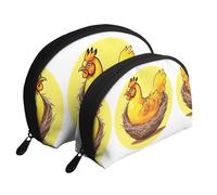 Triangular pattern Moon Cosmetic Bag, Travel Makeup Pouch, Portable Waterproof Cosmetic Pouch for Girls Women., Bird's Nest Golden Chicken, One Size