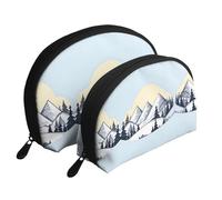Triangular pattern Moon Cosmetic Bag, Travel Makeup Pouch, Portable Waterproof Cosmetic Pouch for Girls Women., White Snowy Mountains, One Size