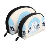 Triangular pattern Moon Cosmetic Bag, Travel Makeup Pouch, Portable Waterproof Cosmetic Pouch for Girls Women., Snow-capped Mountains, One Size