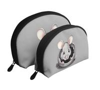 Triangular pattern Moon Cosmetic Bag, Travel Makeup Pouch, Portable Waterproof Cosmetic Pouch for Girls Women., Grey Rat, One Size