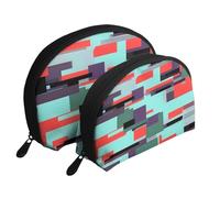 Triangular pattern Moon Cosmetic Bag, Travel Makeup Pouch, Portable Waterproof Cosmetic Pouch for Girls Women., Striped Combination, One Size