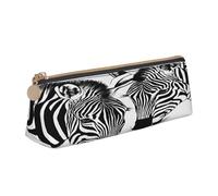 Triangular Pen Organizer for School Office Travel, Abstract Animal Zebra Leather Pencil Case, waterproof pen bag PVC Writing Accessories Holder, Compact Zippered Cosmetic & Art Supplies Pouch