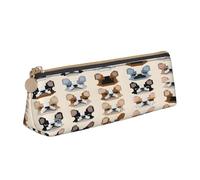 Triangular Pen Organizer for School Office Travel, I Love French Bulldog Leather Pencil Case, waterproof pen bag PVC Writing Accessories Holder, Compact Zippered Cosmetic & Art Supplies Pouch