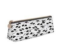 Triangular Pen Organizer for School Office Travel, Panda Cute Printed Pattern Leather Pencil Case, Waterproof Pen Bag PVC Writing Accessories Holder, Compact Zippered Cosmetic & Art Supplies Pouch