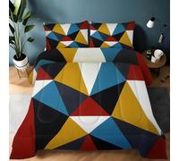 Triangular Pieces Double Duvet 10.5 Tog Pop art style Microfibre Coverless Duvet Double Suitable Lightweight Comfortable Reversible Washable Double Quilt with 2 Pillowcase YUb1072