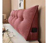 Triangular Reading Pillow with Lumbar Support Removable Cover Pocket - 180x50x20CM Backrest for Ultimate Comfort & Relaxation Red Color