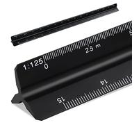 Triangular Scale Ruler 30cm, Metal Ruler for Architects, 1:20, 1:25, 1:50, 1:75, 1:100, 1:125 (Black)