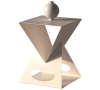 Triangular Shape End Table, Iron Art Stand for Living Room or Bedroom, No Installation Required, Casual Coffee Table for Balcony or Home Decor