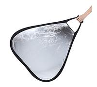 Triangular Silver Bounce Reflector | 80cm | Handheld Collapsible Portable Light Fill & Colour Balance Grey Card on Reverse