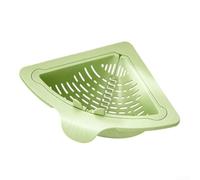 Triangular Sink Strainer Basket Magnetic Corner Drain Holder for Food Waste - Punch-Free ABS Kitchen Organiser 18x18cm(Green)