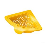 Triangular Sink Strainer Basket Magnetic Corner Food Catcher Drain Filter for Kitchen Leftovers Waste Disposal Space Saving ABS 18cm(Yellow)