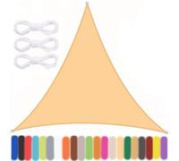 Triangular Sun Shade Sail 6x6x6m - Waterproof UV Protection 95% Outdoor Canopy for Garden and Patio Includes 3 Ropes Beige Color Perfect for Sun Block and Shade