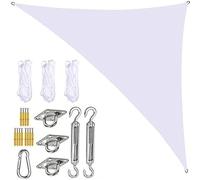 Triangular Sun Shade Sail Waterproof PES Polyester Canopy with Fixing Kit UV Protection for Patios Gardens Balconies 4x4m White Easy Installation