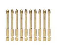 Triangular Twisted Drill Bits Carbide Hex Shank Cross Drill Bit for Ceramic Tiles Glass and Wood, 6mm 8mm 10mm 12mm Set with Hardened Cutting for Drills (10 Pack, Hexagonal Cross 6mm)