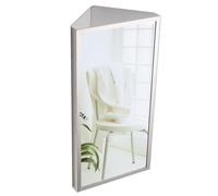 Triangular Wall-Mounted Bathroom Mirror Cabinet - Stainless Steel 3 Shelves Space-Saving Design for Small Bathrooms Stylish Silver Finish