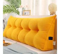 Triangular Wedge Cushion for Lumbar Support Removable Headboard Reading Pillow Soft Backrest for Sofa & Daybed 120x50x20cm Yellow Positioning Bolster