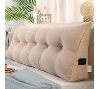 Triangular Wedge Cushion for Lumbar Support Removable Headboard Reading Pillow Soft Backrest & Positioning Bolster for Sofa/Daybed (150x50x20cm Beige)