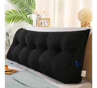 Triangular Wedge Cushion for Lumbar Support Removable Headboard Reading Pillow Soft Backrest Positioning Bolster for Sofa & Daybed 120x50x20cm Black