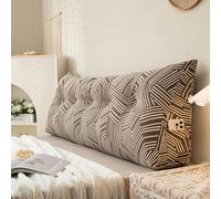 Triangular Wedge Headboard Pillow Removable Lumbar Back Support Cushion with Pocket Large Backrest for Reading Gaming & Relaxation 180x50x20cm Brown