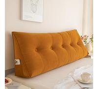Triangular Wedge Pillow for BedSupportive Reading & Back Cushion with Pocket for Bay Windows & Plush Headboard Pillow Yellow 135x50x20CM