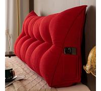Triangular Wedge Pillow for Headboard Soft PP Cotton Filling Ergonomic Body Curve Support Removable Cover with Side Pockets Wine Red 80x20x50cm