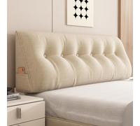 Triangular Wedge Pillow Reading Back Support Cushion Headboard Pillow Lumbar Support Pillow Beige Apricot 120x50x20cm - Perfect for Comfort & Posture.