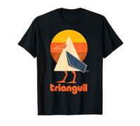 Triangull Triangle Seagull Bird Pun Retro Sunset Beach Value Graphic T-Shirt
