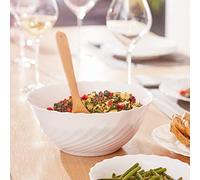 Trianon White Opal Glass Dinner Set Dinnerware Tableware Plates Microwave Safe Dishwasher Safe Dining Modern (24cm Salad Bowl)