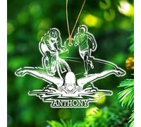 Triathlete Shaped Ornament Xmas, Personalized Name Triathlon Christmas Ornament Gift for Athlete Sport Lover Boy Girl, Customized Name Triathlete Triathlon Ornament, Swim Bike Run Christmas Ornaments