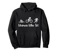 Triathlete WOMEN WHO TRI Triathletic Funny Triathlon Pullover Hoodie