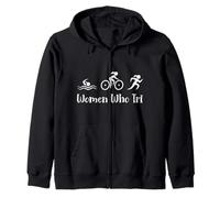 Triathlete WOMEN WHO TRI Triathletic Funny Triathlon Zip Hoodie