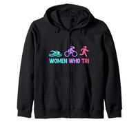 Triathletes WOMEN WHO TRI Triathlet Funny Triathlon Zip Hoodie